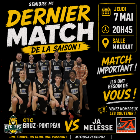 Dernier match de la saison pour nos séniors M1