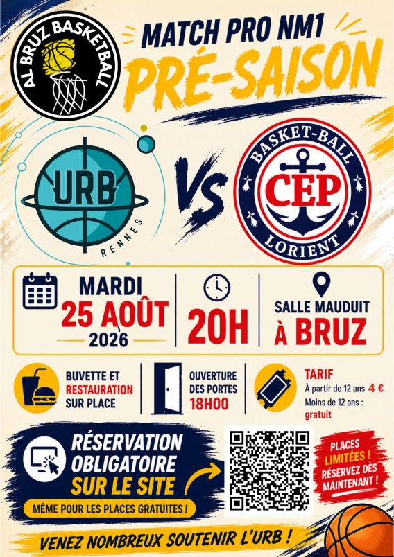 Match de pré-saison NM1 : URB – CEP Lorient à Bruz !